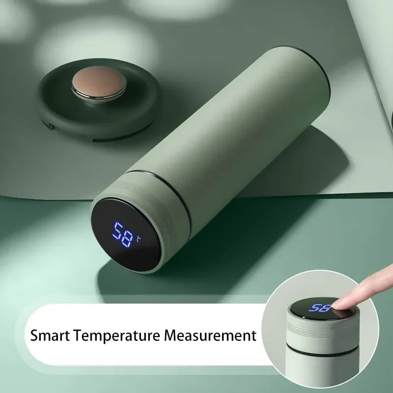 480ml Smart Thermos Bottle – Stainless Steel, Temperature Display, Leakproof Vacuum Flask