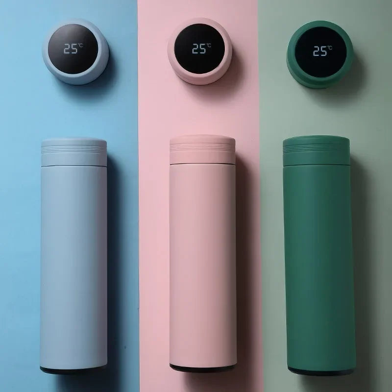 480ml Smart Thermos Bottle – Stainless Steel, Temperature Display, Leakproof Vacuum Flask